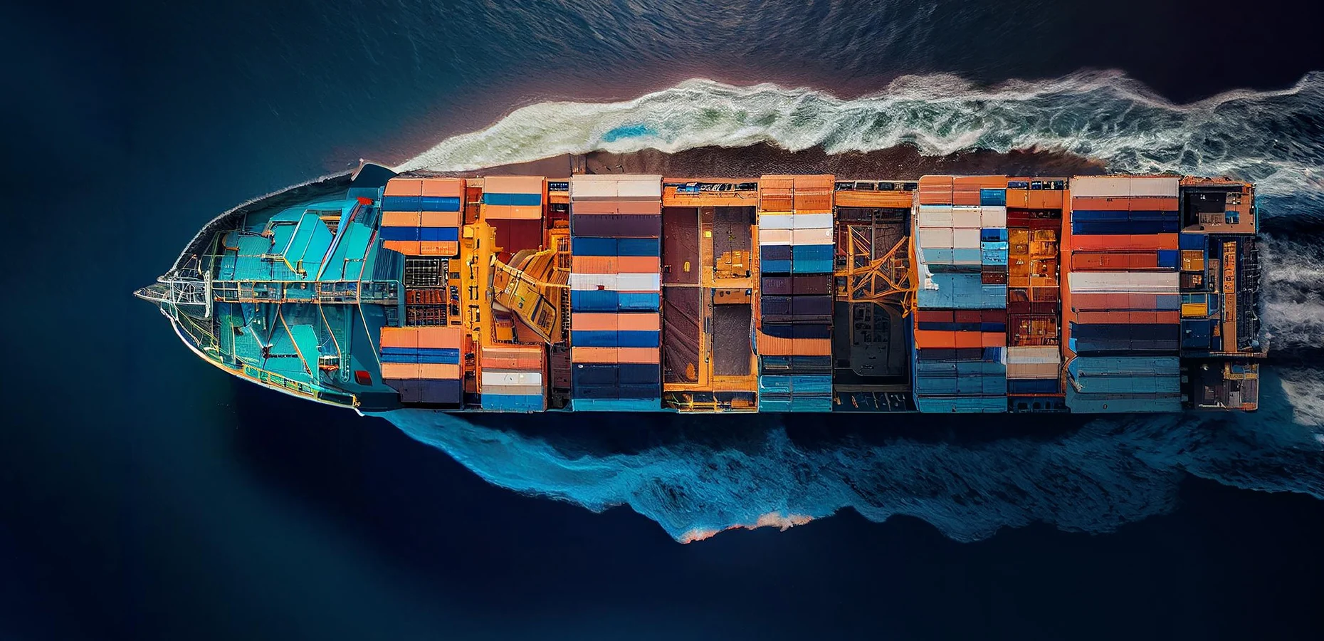 Illustrative photograph of a container ship at sea